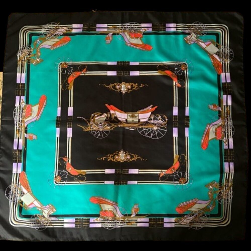 Vintage large  80s 32" x 35" fun print scarf wrap